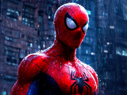 Spider-Man Iconic Red and Blue Rain Poster