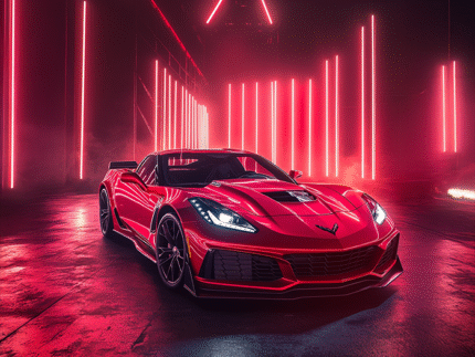Corvette ZR1 in Neon Lights – Bold Urban Poster