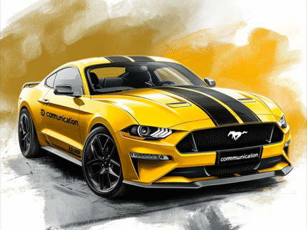 Yellow Mustang GT Street Beast – Modern Muscle Car Wall Poster