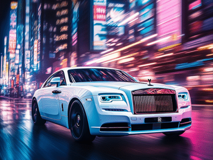 Rolls-Royce Night Drive – Futuristic City Luxury Car Poster