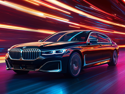 BMW 7 Series Speed – Neon Lights Car Poster