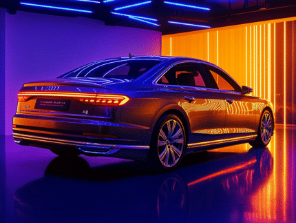 Luxury Audi A8 Neon Lights – High-End Car Poster
