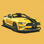 Mustang Icon in Yellow – Clean Vector Car Poster Art