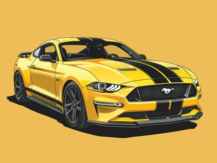 Mustang Icon in Yellow – Clean Vector Car Poster Art