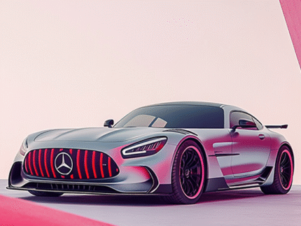 Mercedes-AMG GT Red Grille Poster – Futuristic Supercar in Pink World