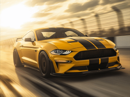 Mustang Speed Demon – Yellow GT on Track Poster Print