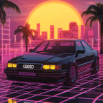 Elegant Audi A8 Neon Art – Luxury Car Poster