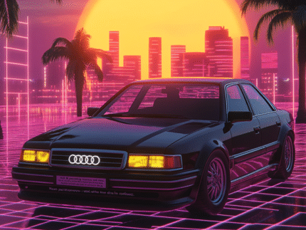 Elegant Audi A8 Neon Art – Luxury Car Poster
