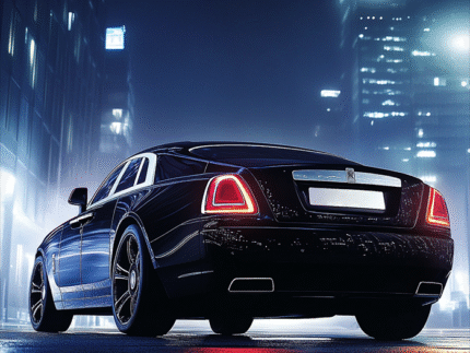 Rolls-Royce Rear Escape – Luxury Night Drive Poster Art