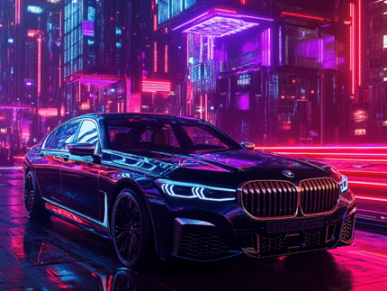 BMW 7 Series Neon Stripes – Futuristic Car Poster