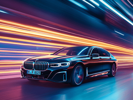 BMW Retro Neon Sunset – Vintage Car Poster