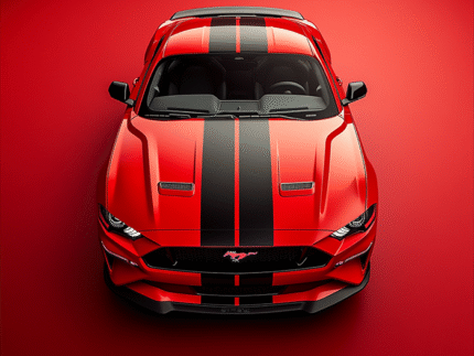Red Mustang Front View – Power Stance Car Poster Print