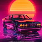 BMW 7 Series Neon Reflection – Luxury Car Poster