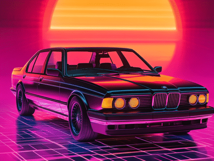 BMW 7 Series Neon Reflection – Luxury Car Poster
