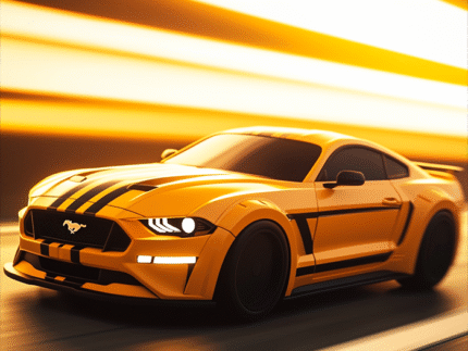 Yellow Mustang Speed Motion – Lightning Muscle Car Poster
