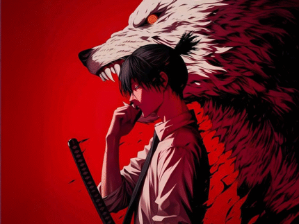 Aki Hayakawa & Fox Devil – Chainsaw Man Sword Art Poster