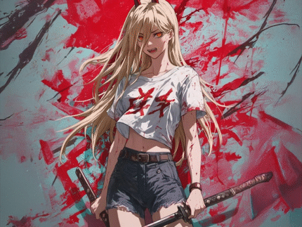 Blood-Drenched Power – Chainsaw Man Katana Slayer Poster