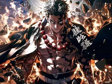 Nezuko Kamado Fiery Blood Art – Demon Slayer Anime Poster Wall Art