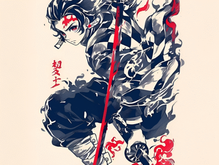 Tanjiro Kamado Flame Strike – Demon Slayer Anime Poster Wall Art