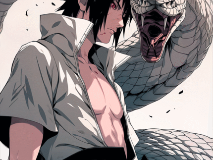 Sasuke Uchiha Eternal Mangekyō – Dark Flame Naruto Wall Art